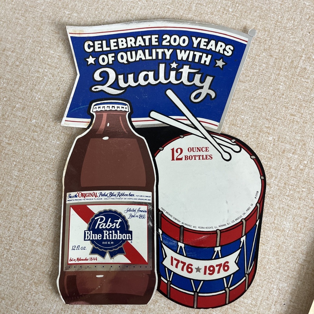 RARE VTG 1976 Pabst Blue Ribbon Beer Decal Sticker Bicentennial Drum PBR  NoS